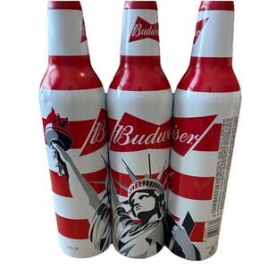 3* STATUE LIBERTY BUDWEISER BEER CANS USA NEW YORK NY Aluminum EMPTY Lot Of 3